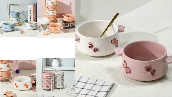 Série de tigelas de cerâmica 