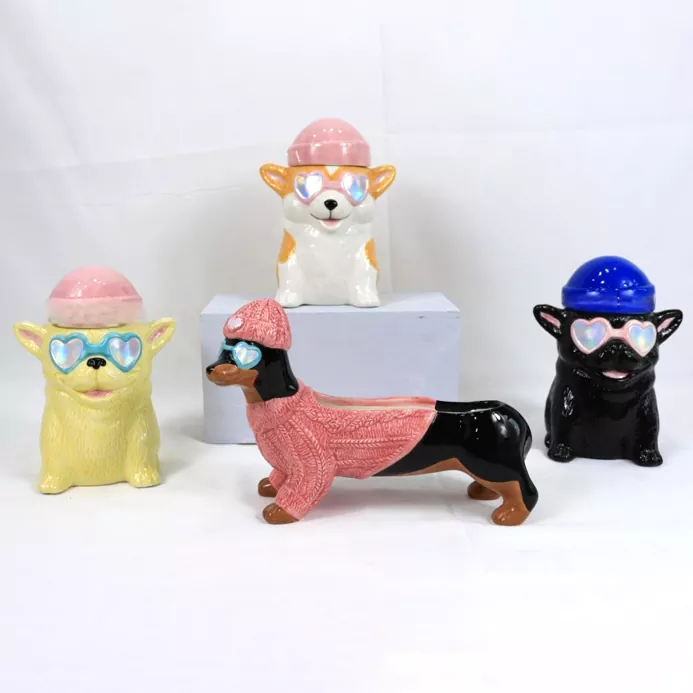 Porta -velas de cerâmica animal