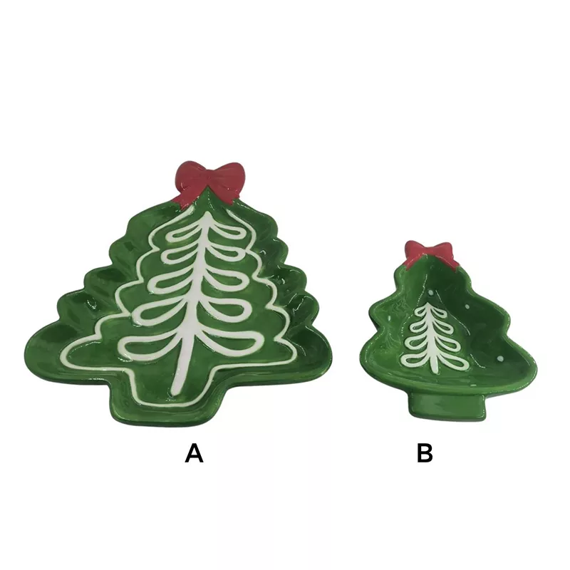 Prato de árvore de Natal pintado à mão para presente de feriado