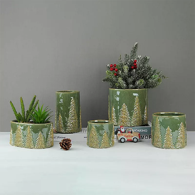 Vaso de pinho de Natal em relevo