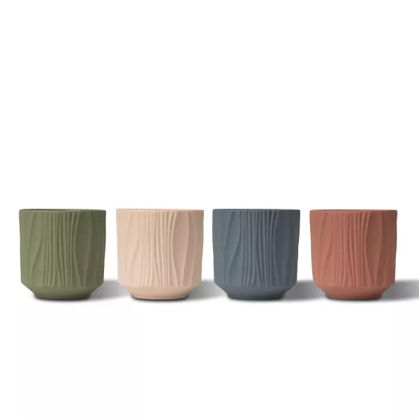 Castiçais de cerâmica com padrão vertical fosco de quatro cores Castiçais de cerâmica com padrão vertical fosco de quatro cores