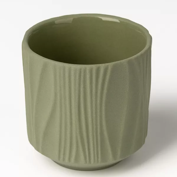 Castiçais de cerâmica com padrão vertical fosco de quatro cores