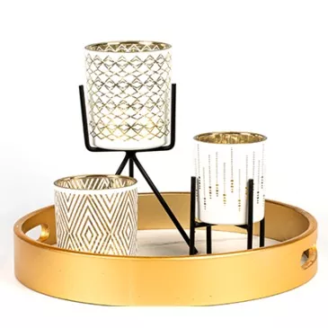 Porta -velas de vidro de padrão de luxo