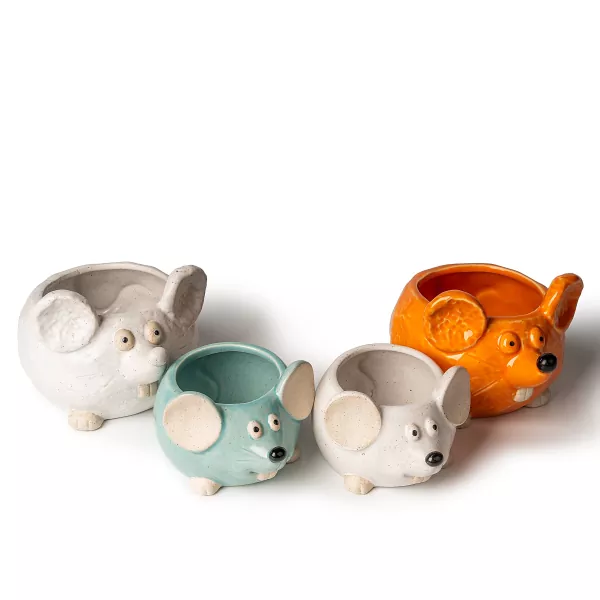 Castiçais de cerâmica em formato de mouse